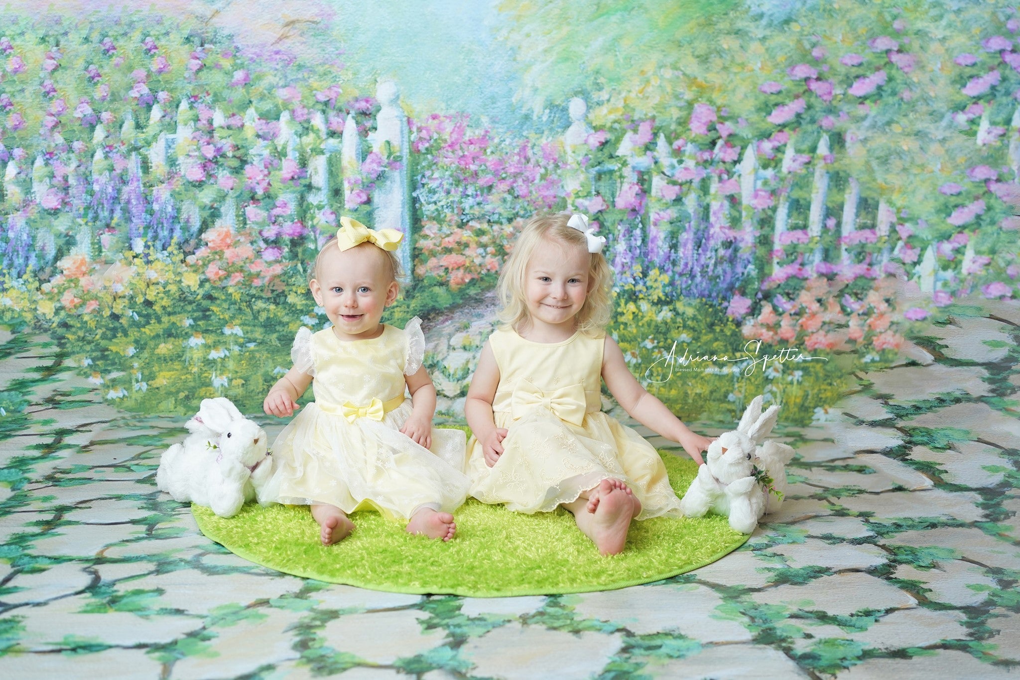 Fond pour nouveau-né Jardin fleuri Clôture blanche Fond photo pour enfants MRR10-20