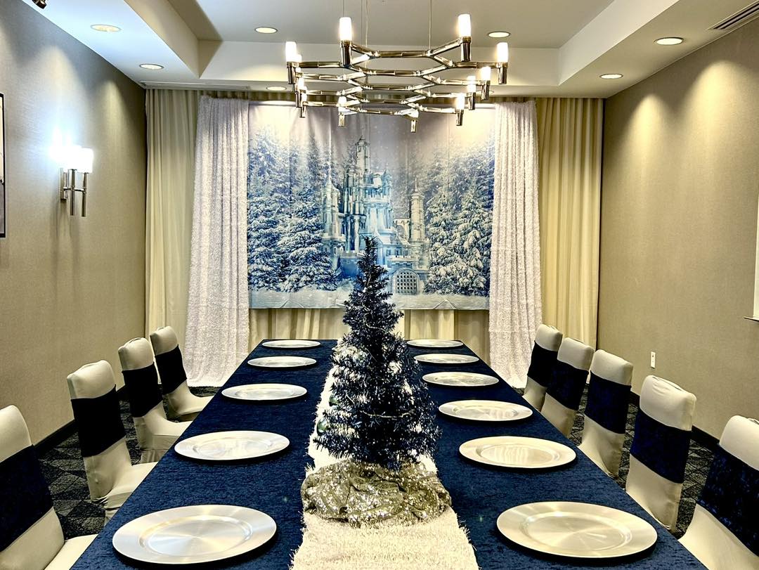 Toile de fond d'hiver du château de glace magique du pays des merveilles D852