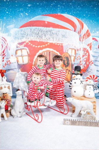 Toile de fond de maison de chapeau de Noël pour séance photo LV-982