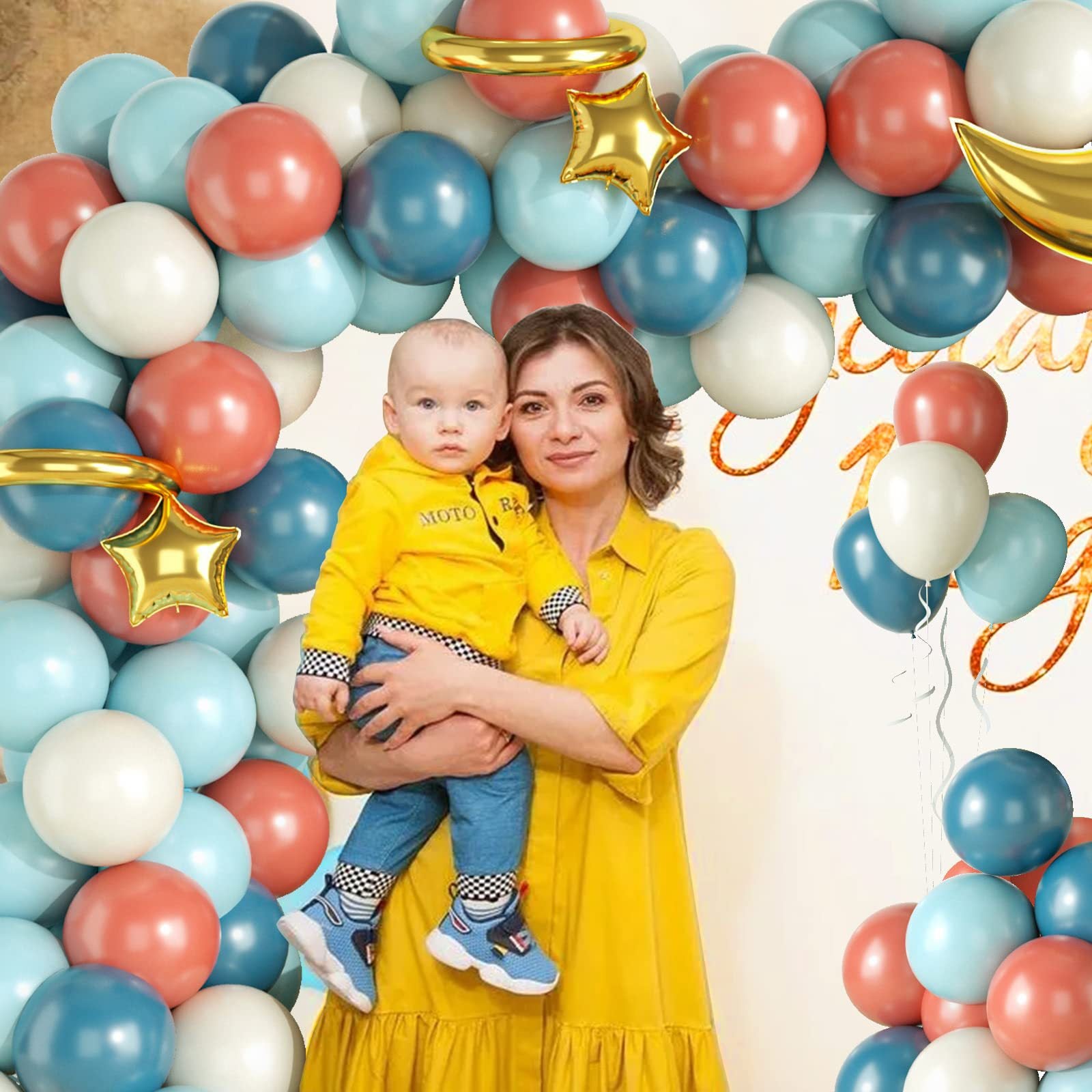 Chaîne de Ballons Étoile Vintage Bleu Poudré pour Anniversaire BA11