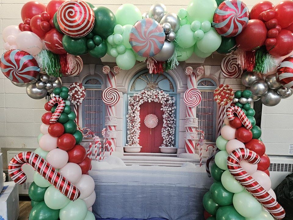 Toile de fond de Maison en Bonbons avec Arbre de Noël RR7-789