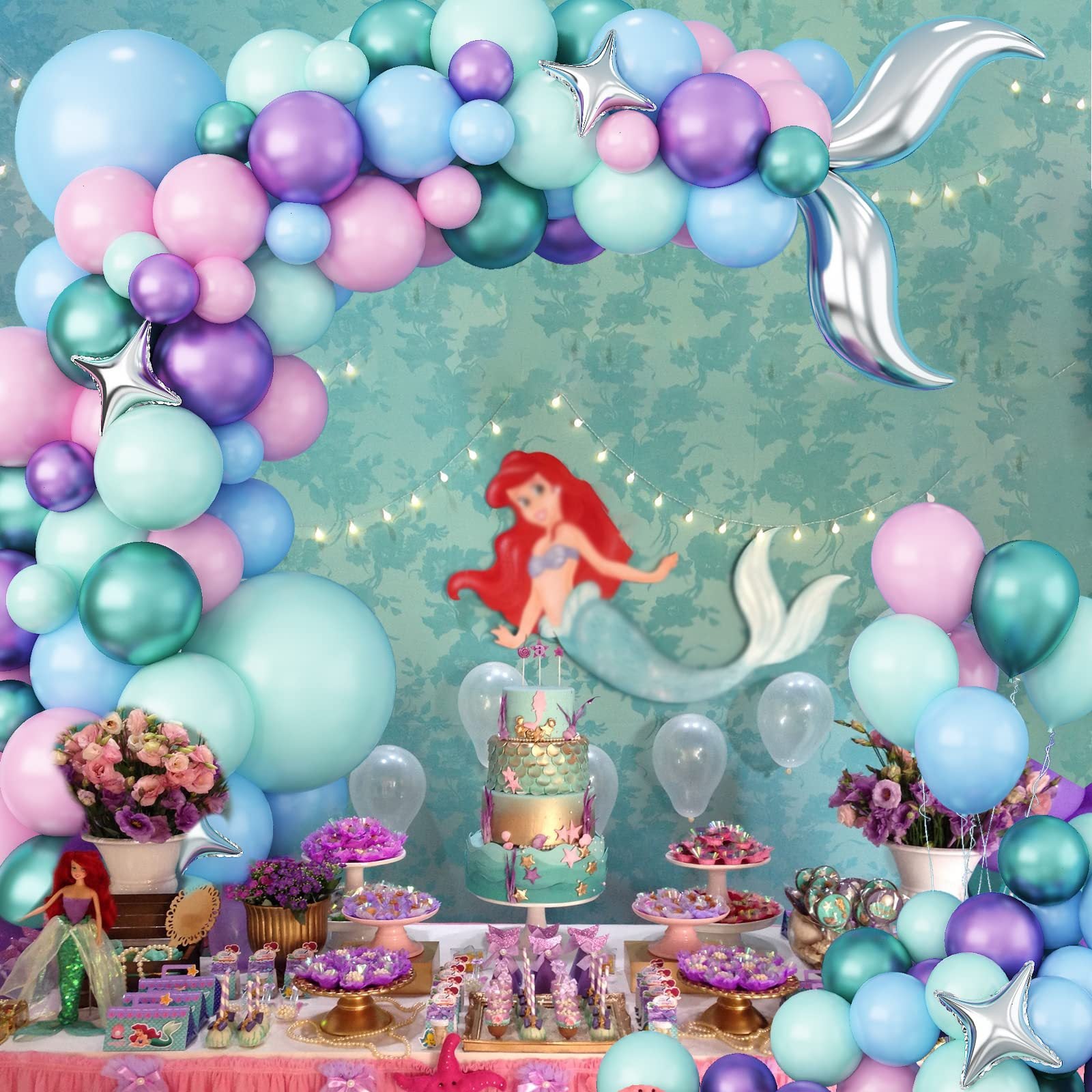 Ensemble de Ballons pour le 1er Anniversaire de Fille Sirène BA21