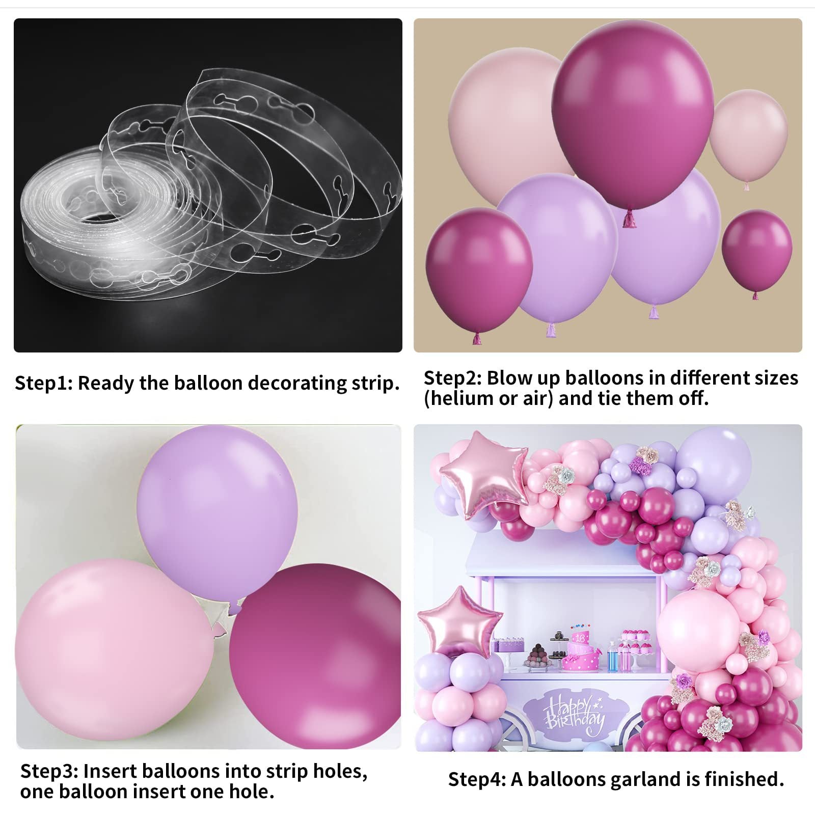 Chaîne de Ballons Macaron Pentagramme Rose Gold BA17