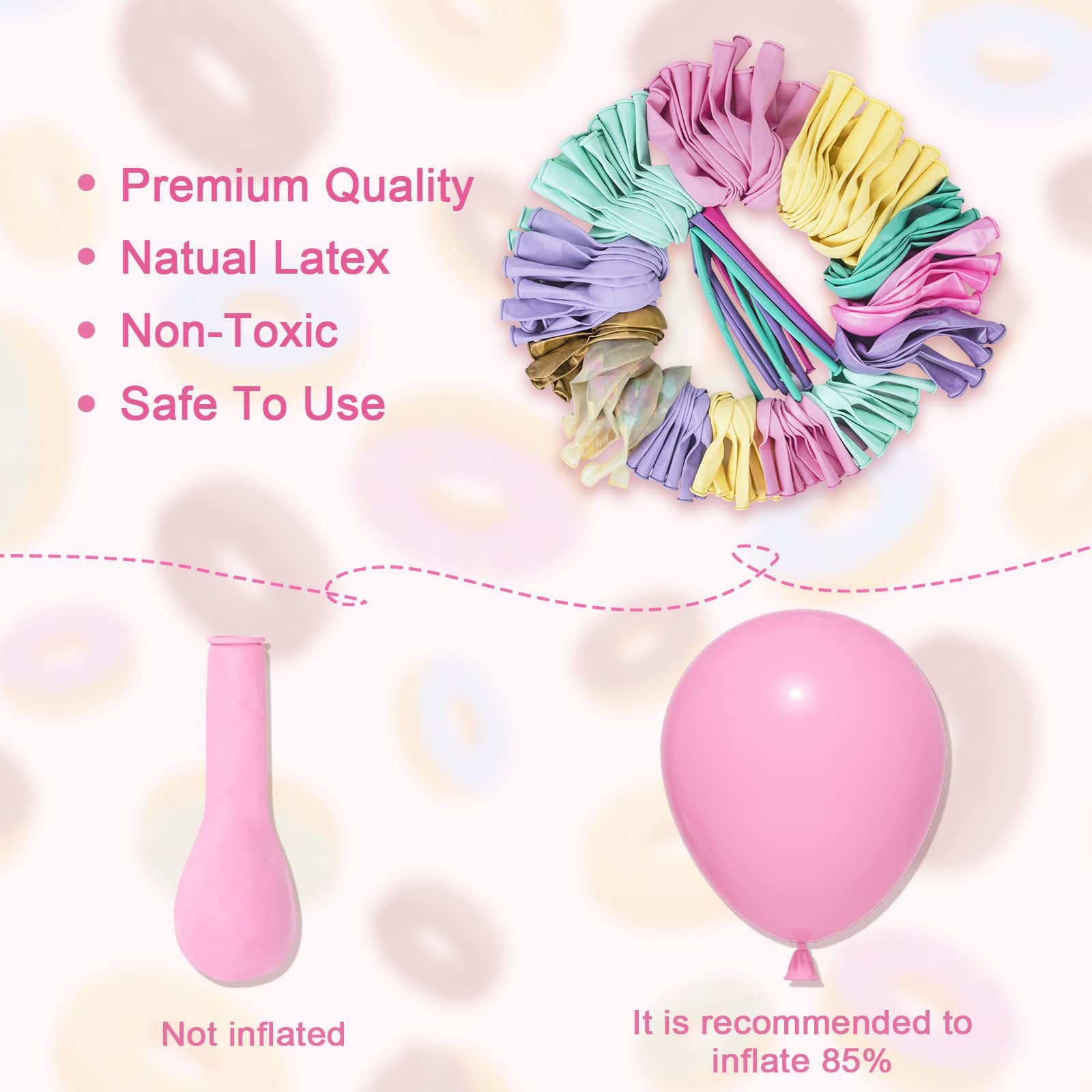 Chaîne de Ballons Fantaisie Macaron Trois Donuts pour Thème d'Anniversaire BA18