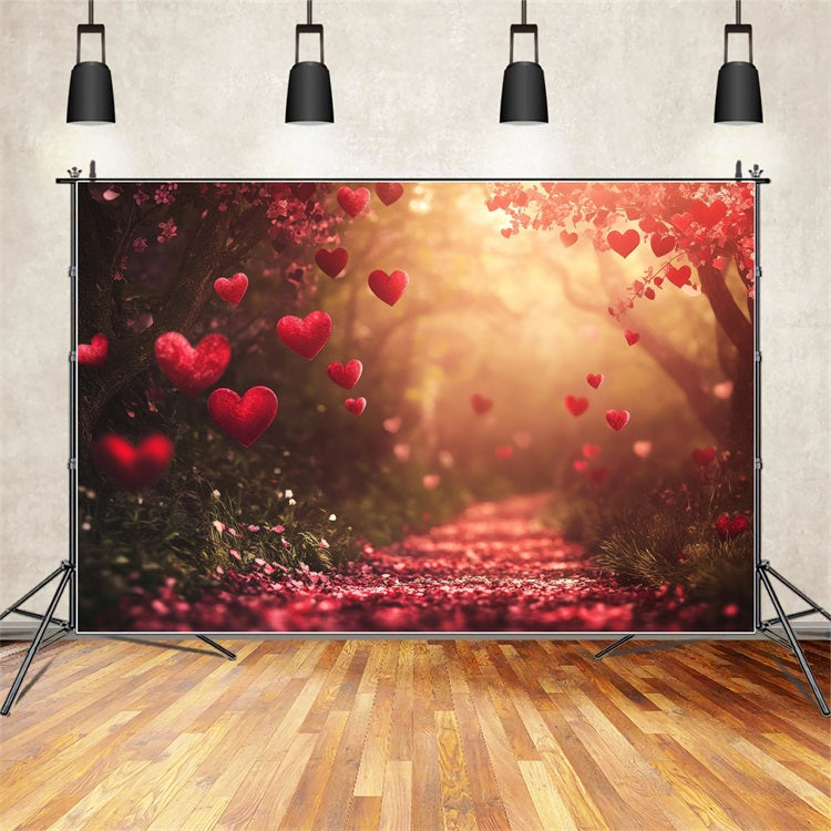 Toile de Fond St-Valentin Sentier de Cœurs Rouges BRP1-119