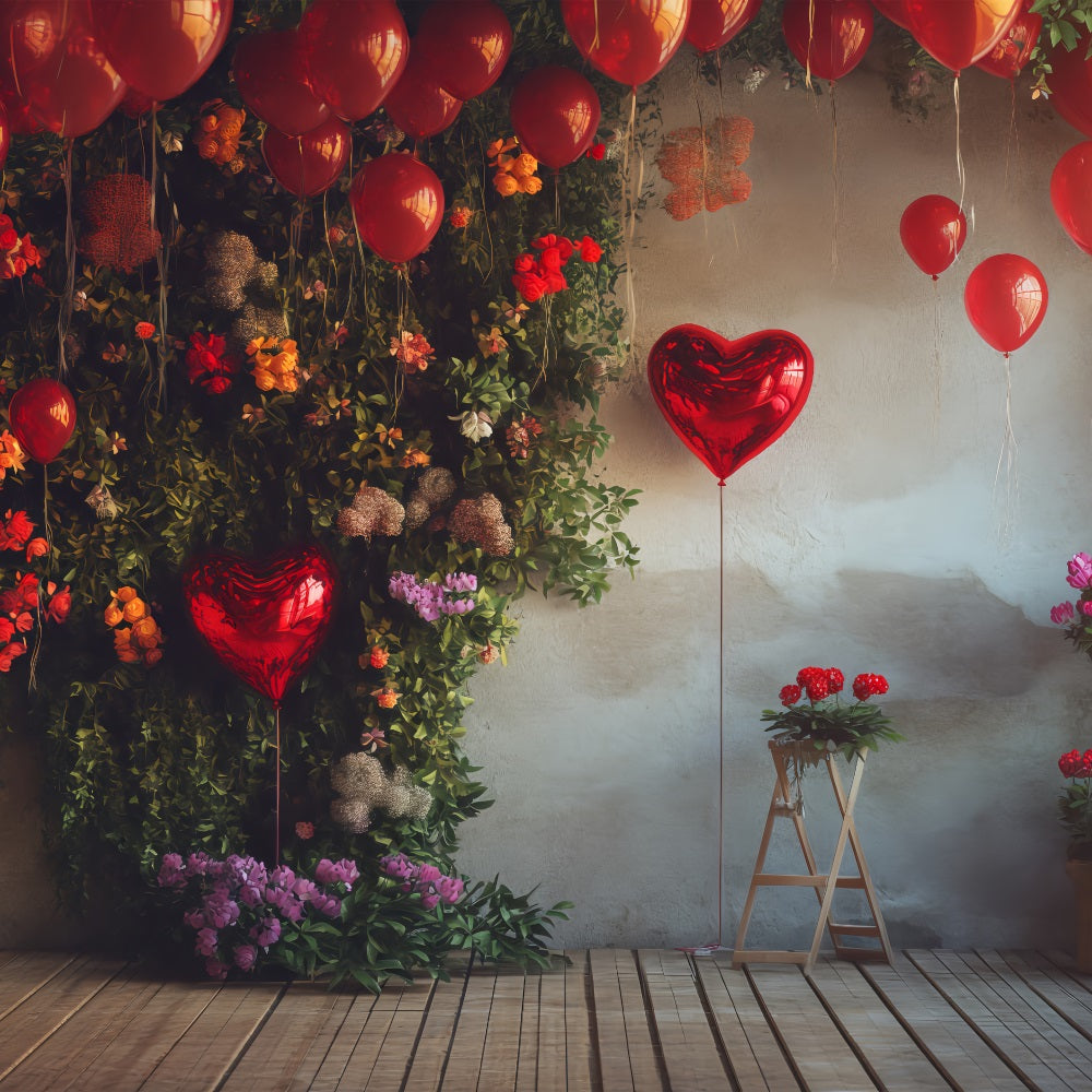 Toile de Fond St-Valentin Cœurs Floraux Scène de Ballons BRP1-130