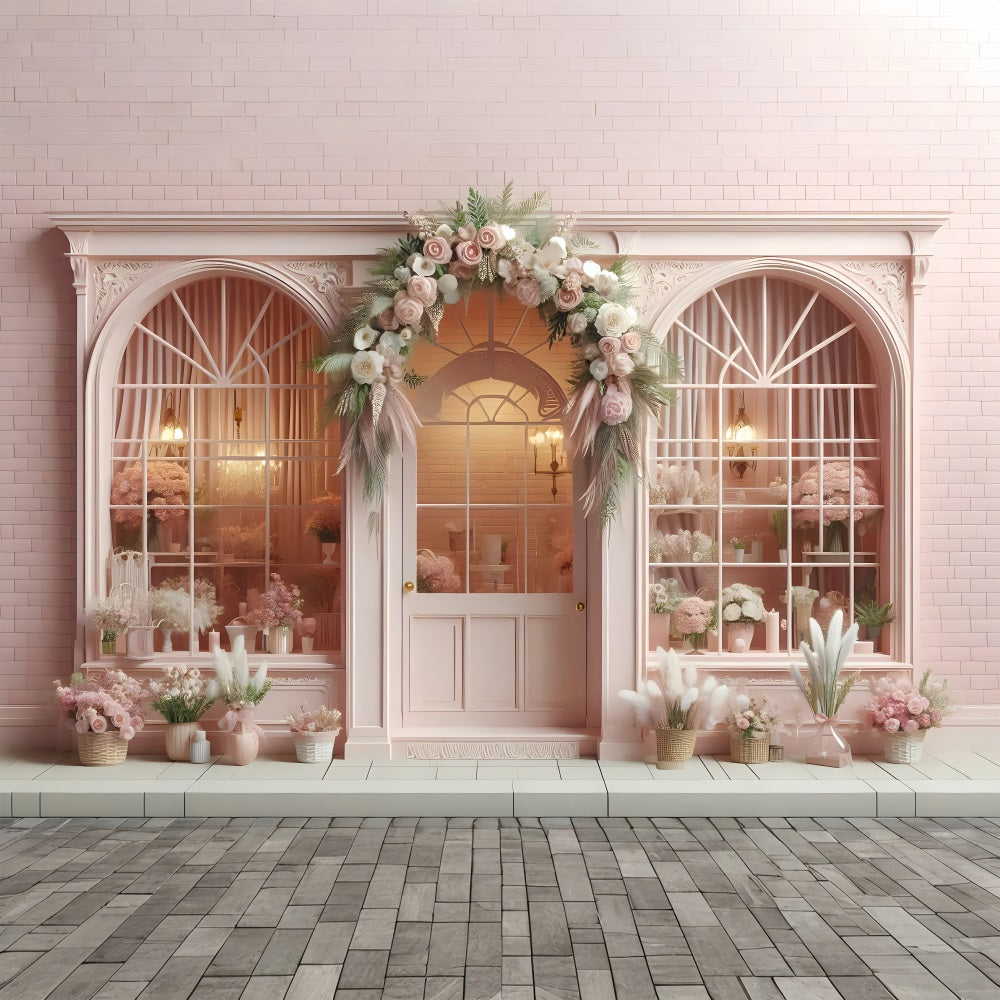 Toile de Fond St-Valentin Fenêtre Boutique de Fleurs BRP1-151