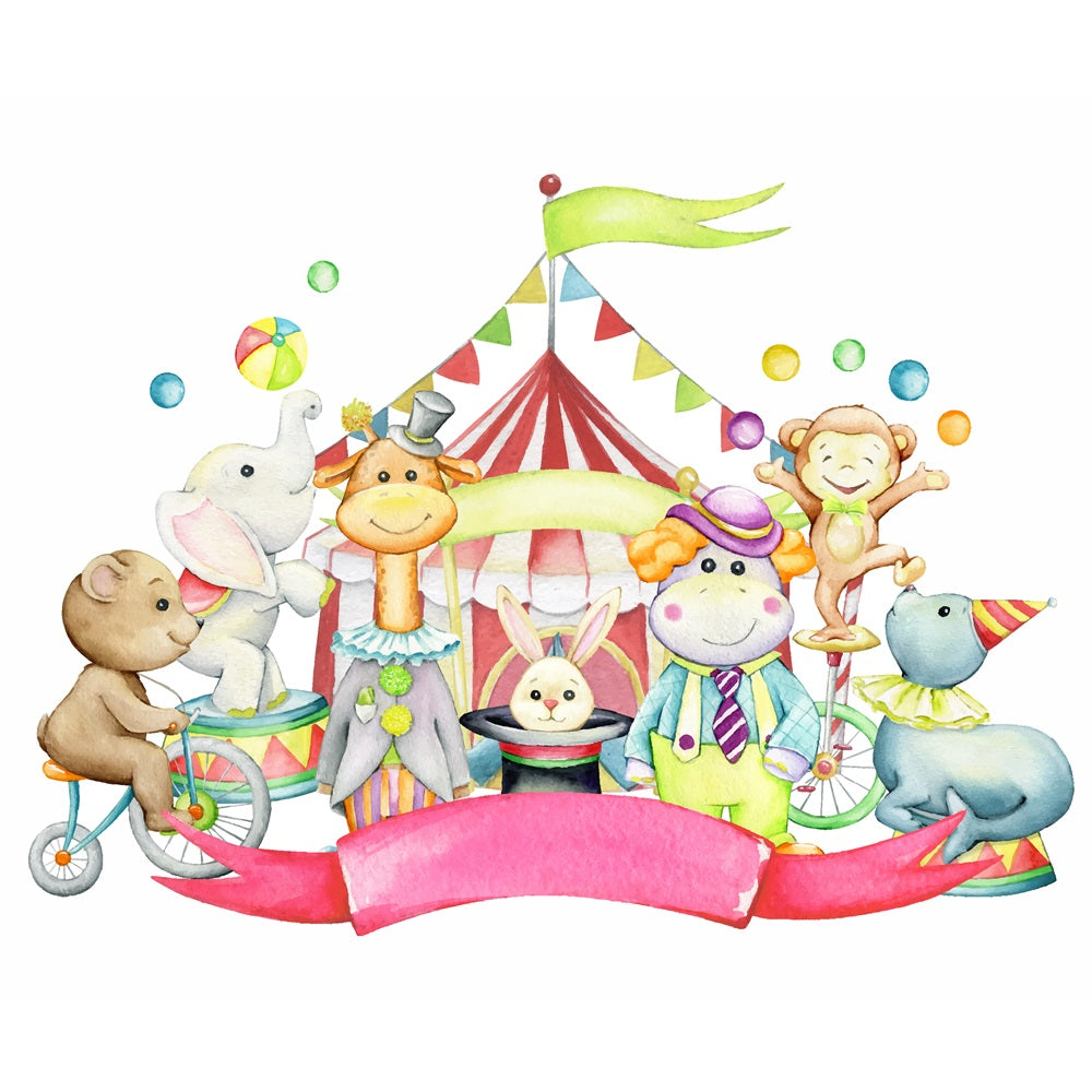 Toile de Fond Cirque Joyeux Animaux Fête Foraine BRP1-167
