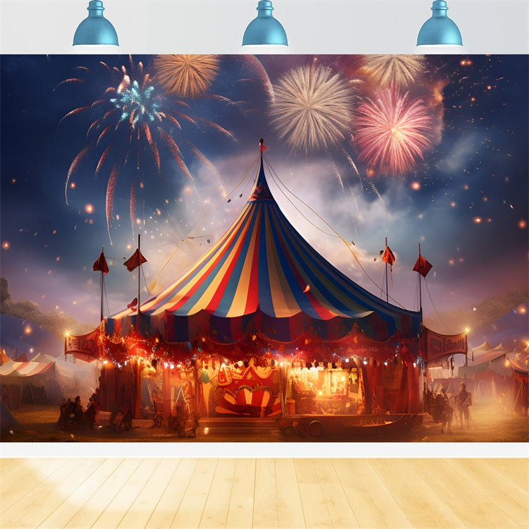 Toile de Fond Cirque Tente Feux d’Artifice Colorés BRP1-179