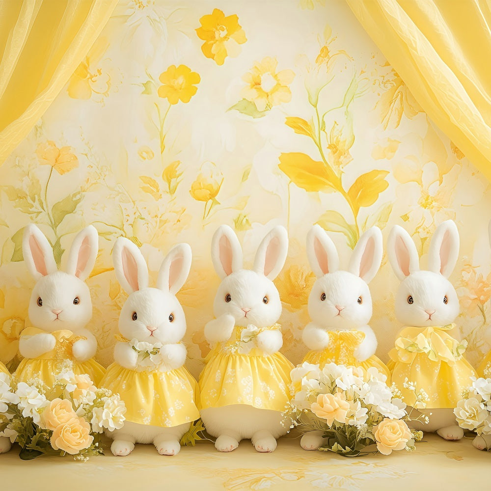 Fond Studio Photo Pâques Lapin Radiance Florale Jaune BRP1-276