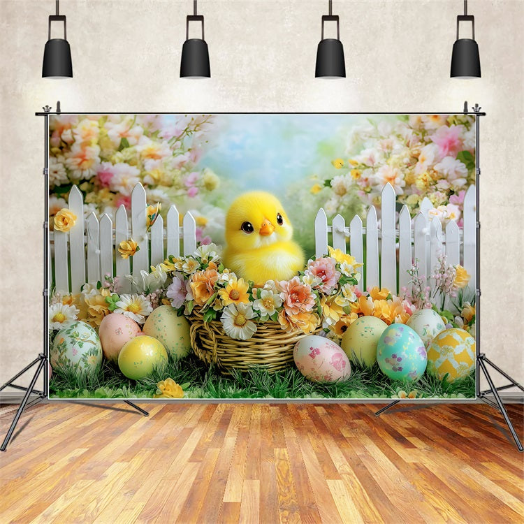 Toile de fond Pâques Adorable Poussin Scène Jardin BRP1-294