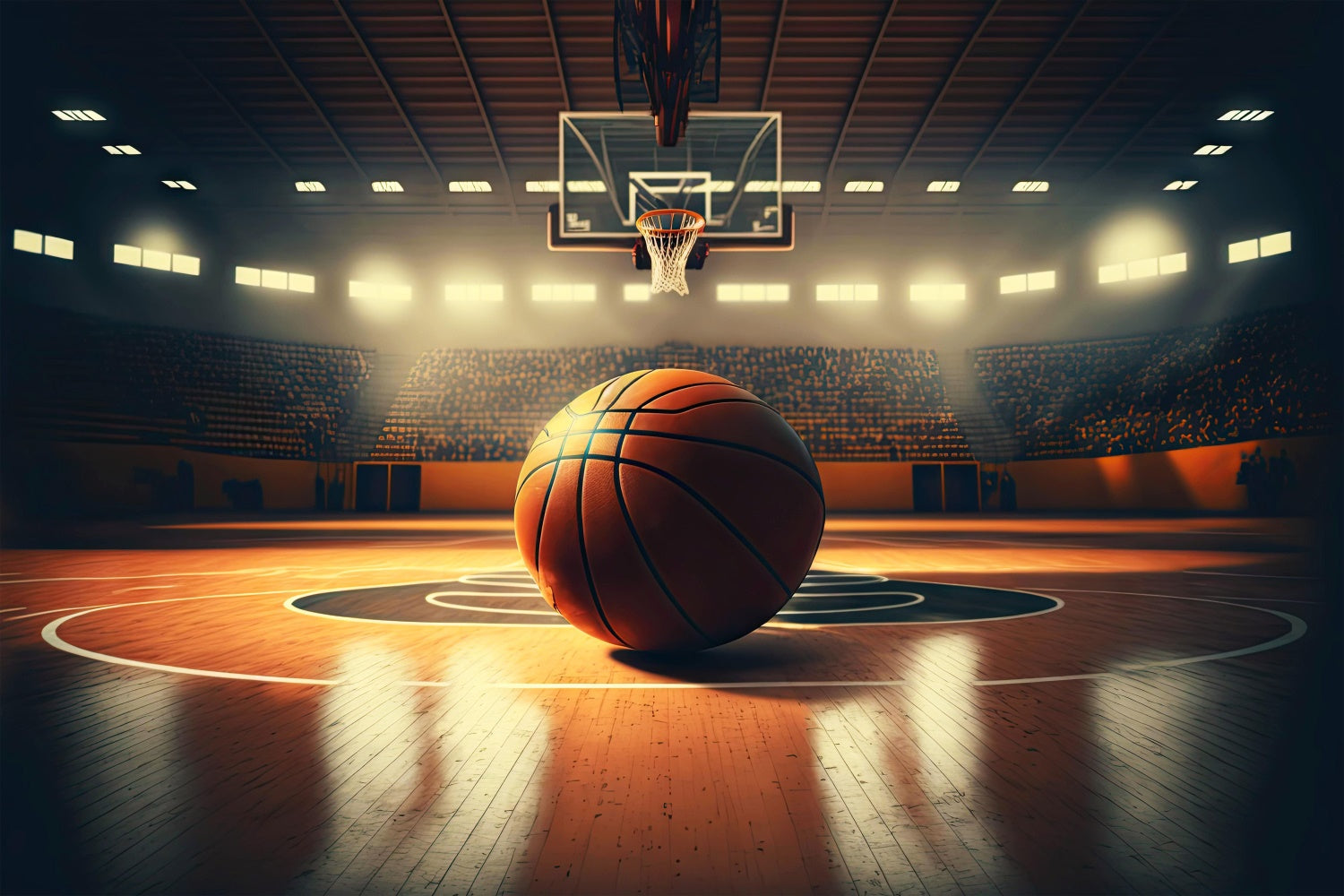 Toile de fond Photo Terrain de Basket Éclairage Chaleureux BRP1-326