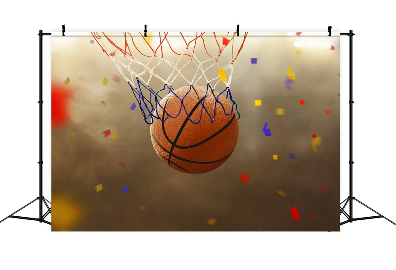 Toile de fond Ballon de Basket Fête Sportive avec Confettis BRP1-328