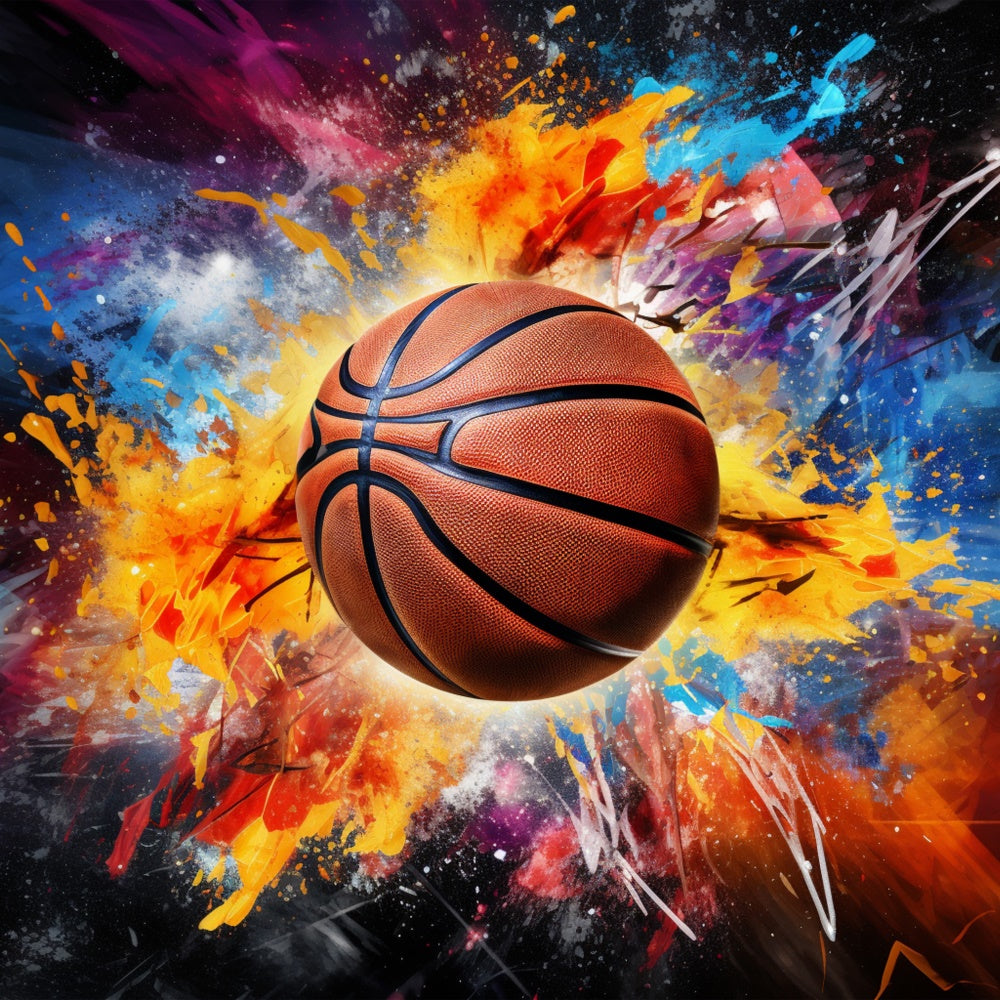 Toile de fond Ballon Basket Couleurs Explosives Vibrantes BRP1-332