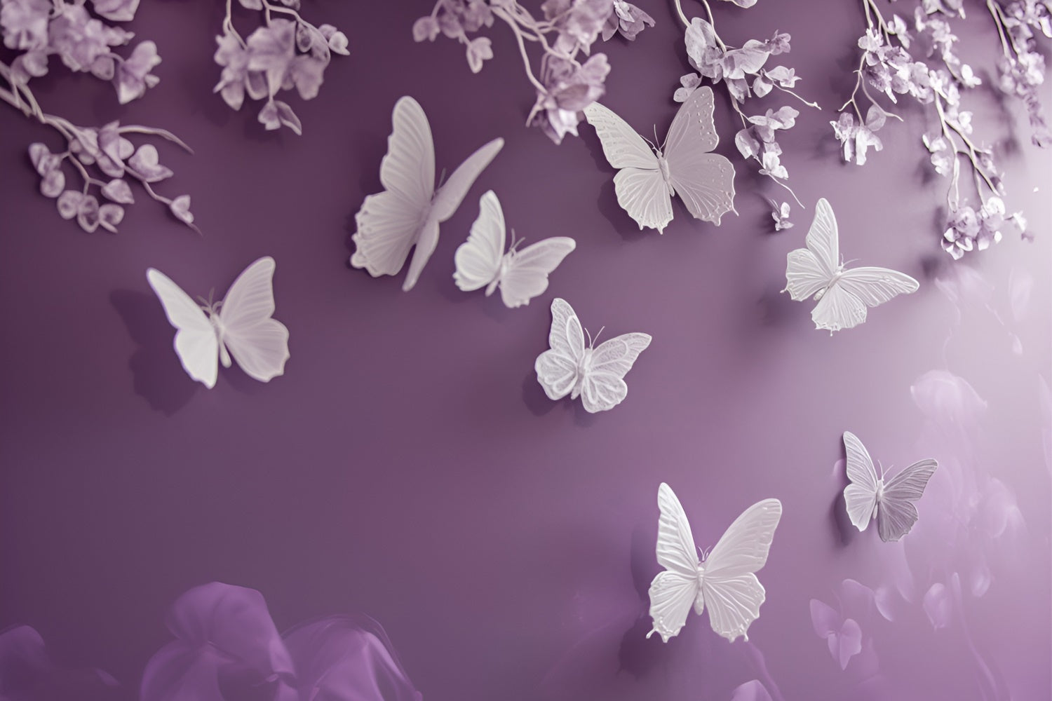 Toile de fond Boudoir Orchidée Délicate Papillon BRP1-456