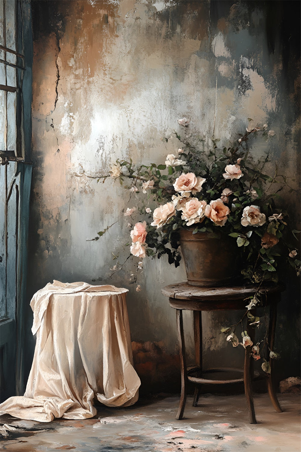 Toile de fond Boudoir Mur Décoloré Floral Délicat BRP1-463