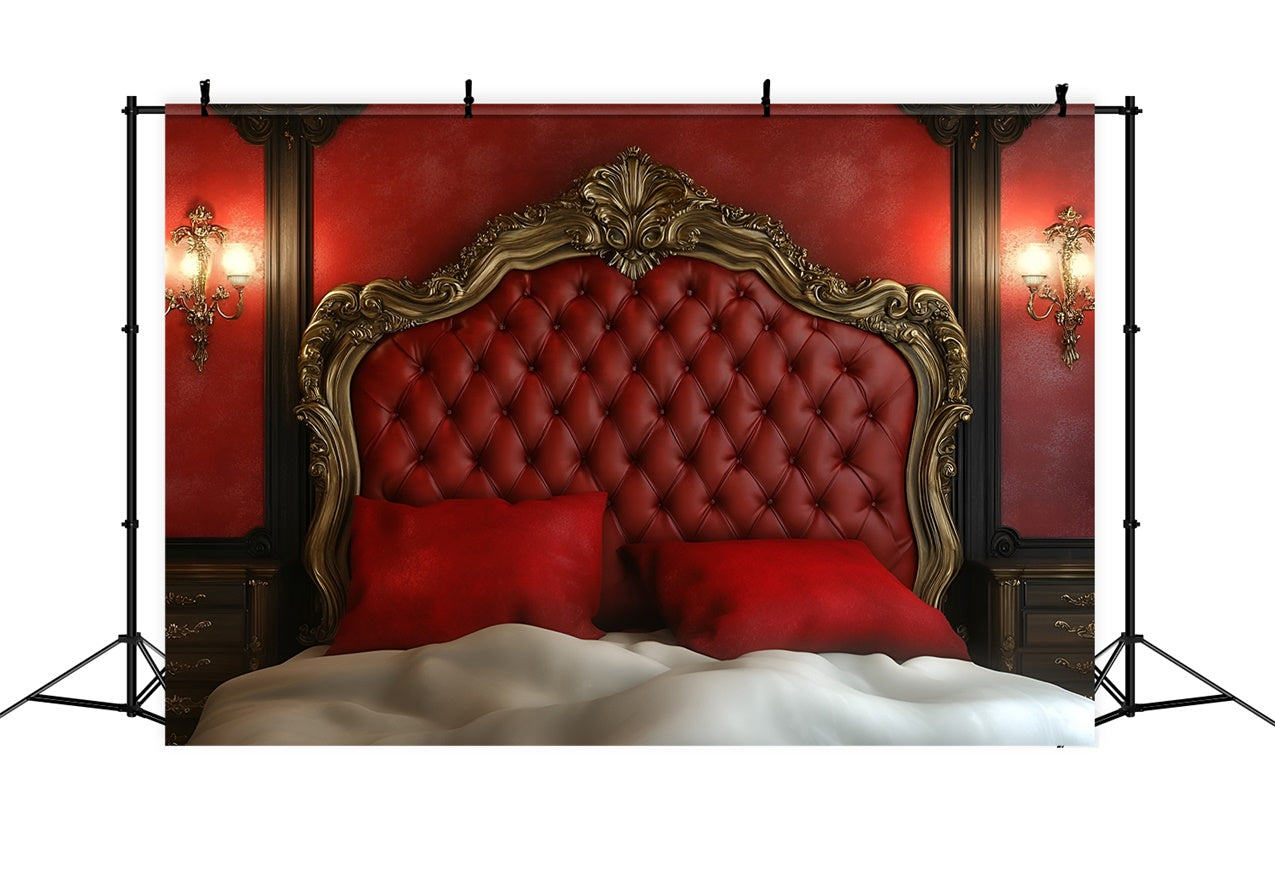 Toile de fond Boudoir Tête de Lit Baroque Rouge BRP1-484