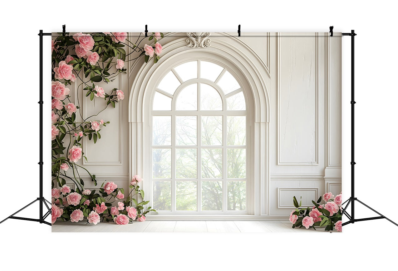 Fond Photo Fleuri Fenêtre Blanche Roses Roses BRP1-502