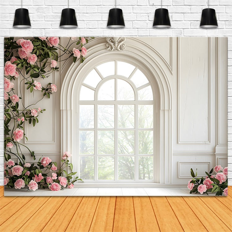 Fond Photo Fleuri Fenêtre Blanche Roses Roses BRP1-502