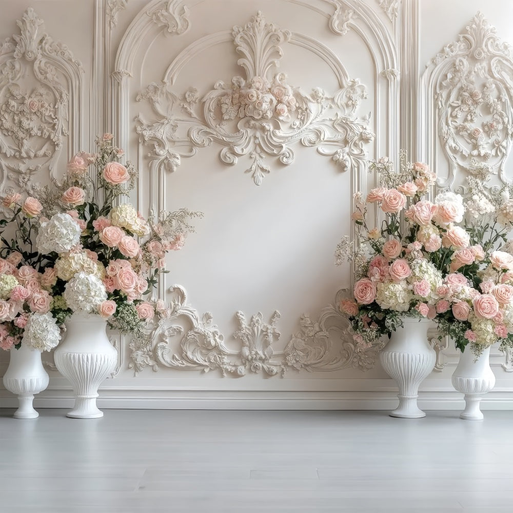 Fond Photo Fleurs Baroque Roses Crème BRP1-506