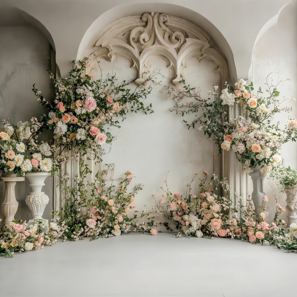 Fond Photo Fleuri Décor Rustique Arche de Roses BRP1-507