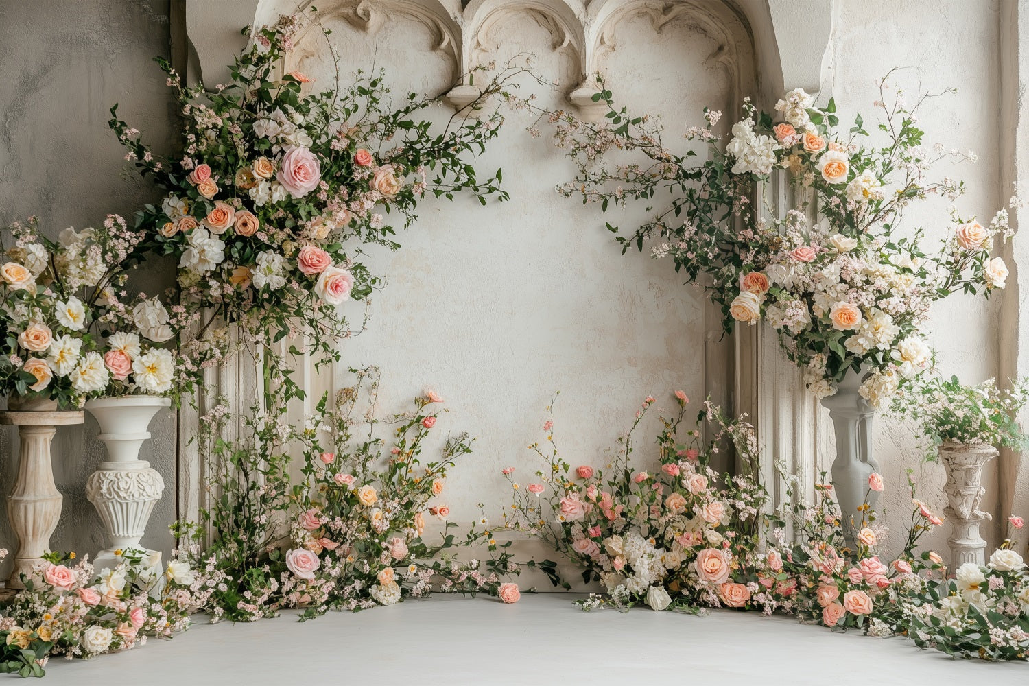 Fond Photo Fleuri Décor Rustique Arche de Roses BRP1-507