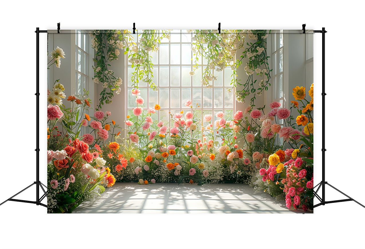 Toile de fond Florale Fenêtre Ensoleillée Arrangement Floral BRP1-510