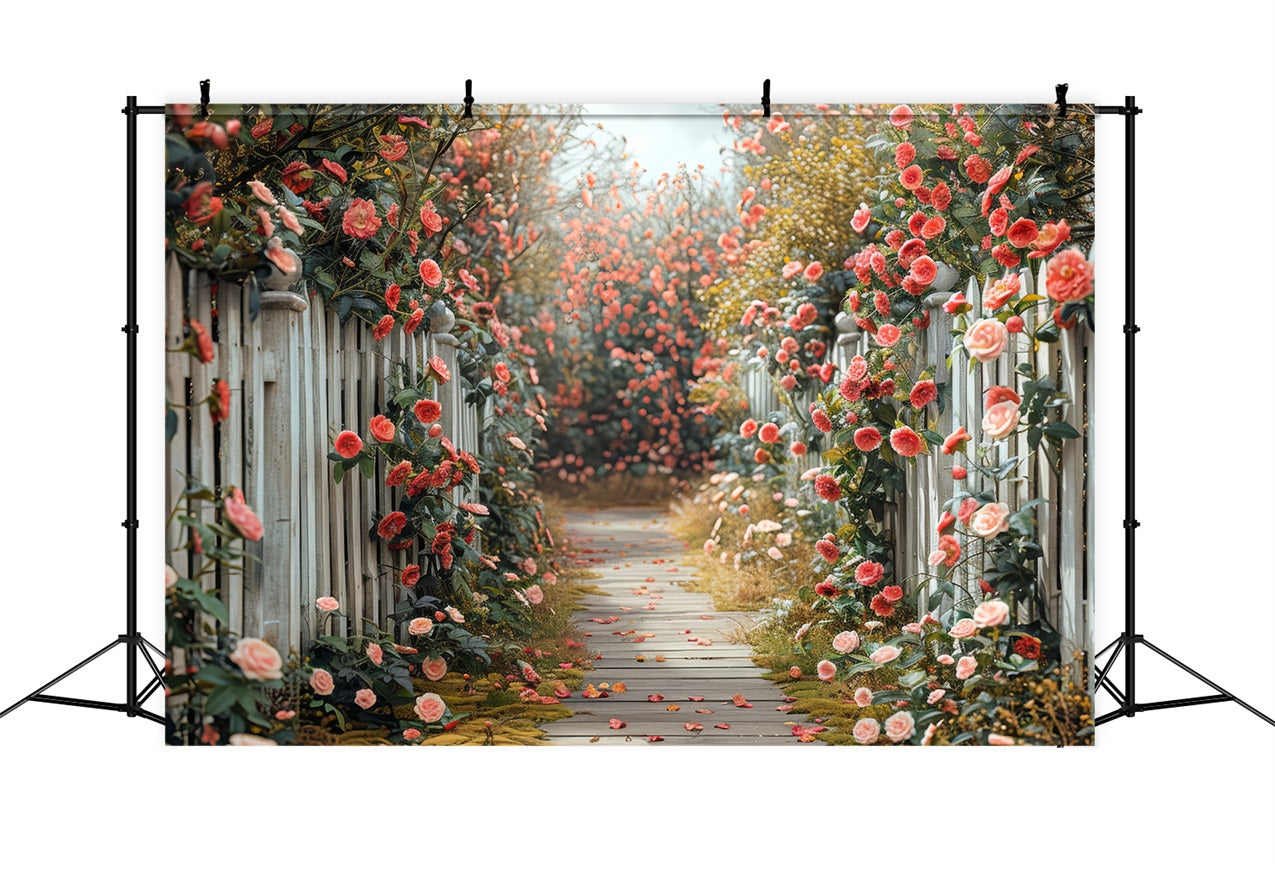 Toile de fond Florale Sentier Romantique Roses BRP1-511