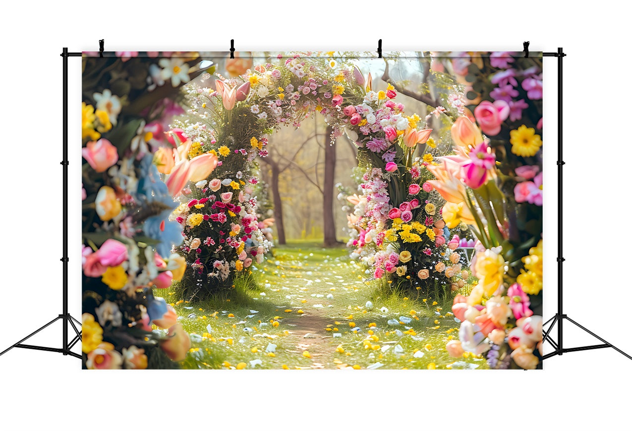 Toile de fond Florale Sentier de Jardin Arche Fleurie BRP1-513