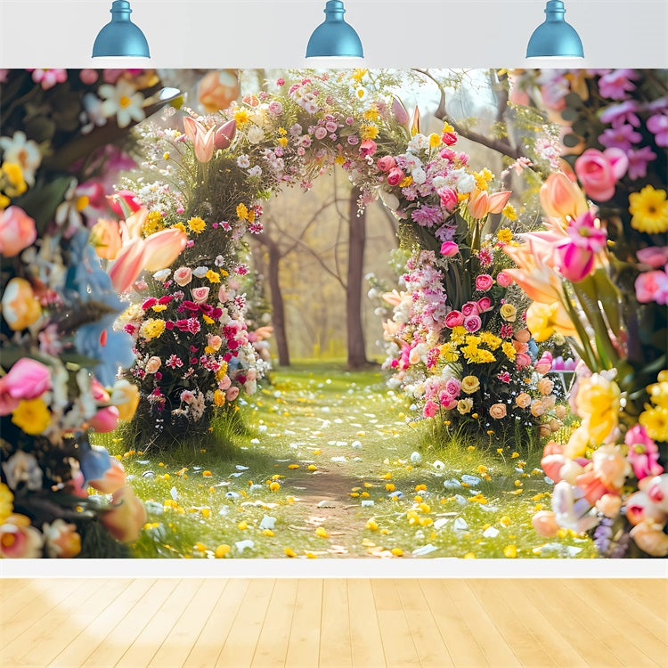 Toile de fond Florale Sentier de Jardin Arche Fleurie BRP1-513