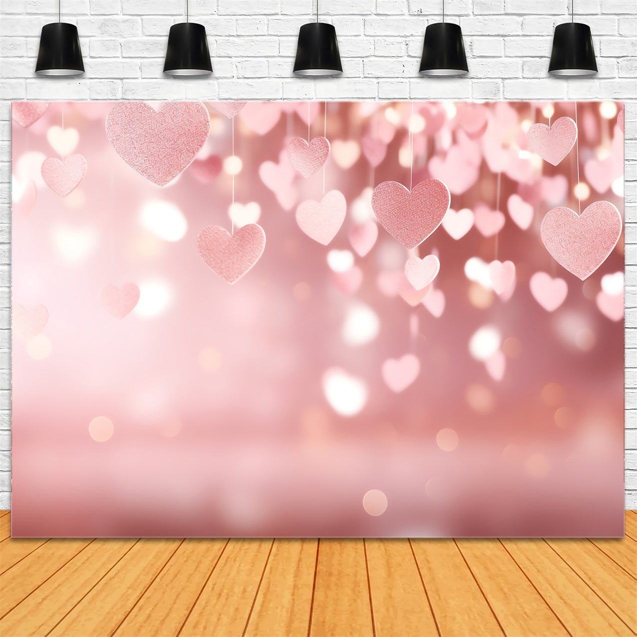 Toile de Fond St-Valentin Cœurs Roses Étincelants BRP1-81