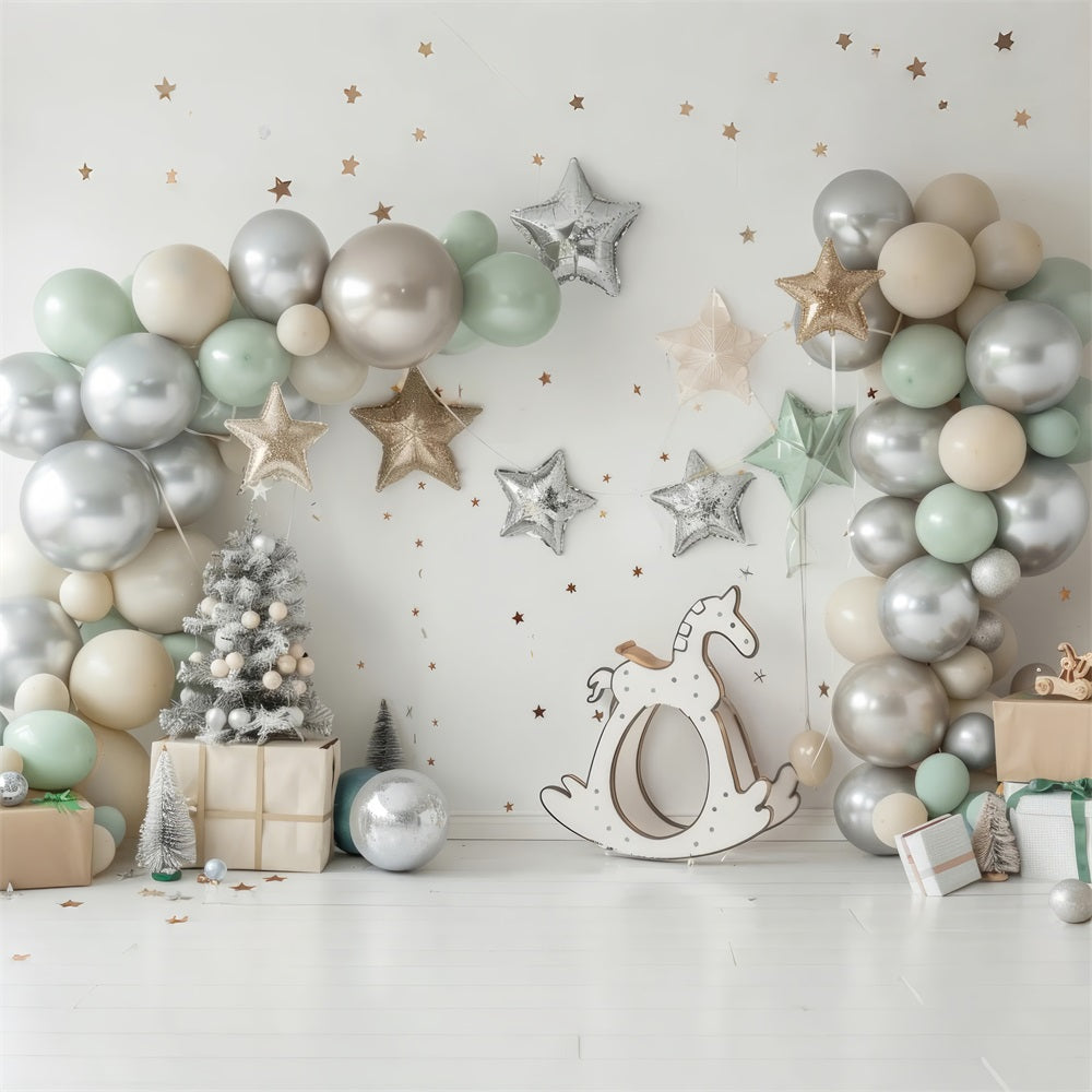 Toile de fond Étoiles en argent ballons cheval botanique BRP10-112
