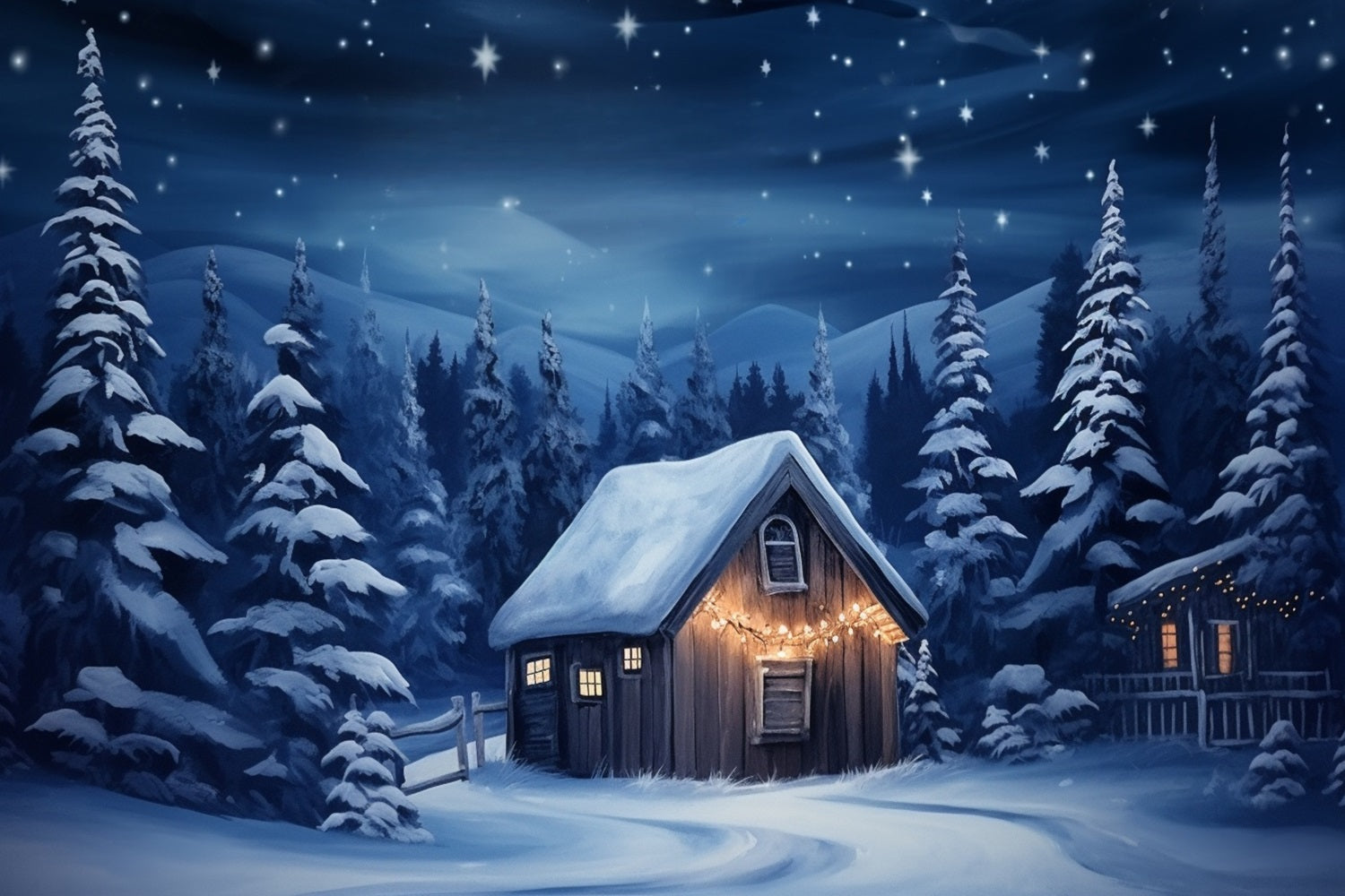Toile de fond Maison douillette illuminée lumières chaudes BRP10-12