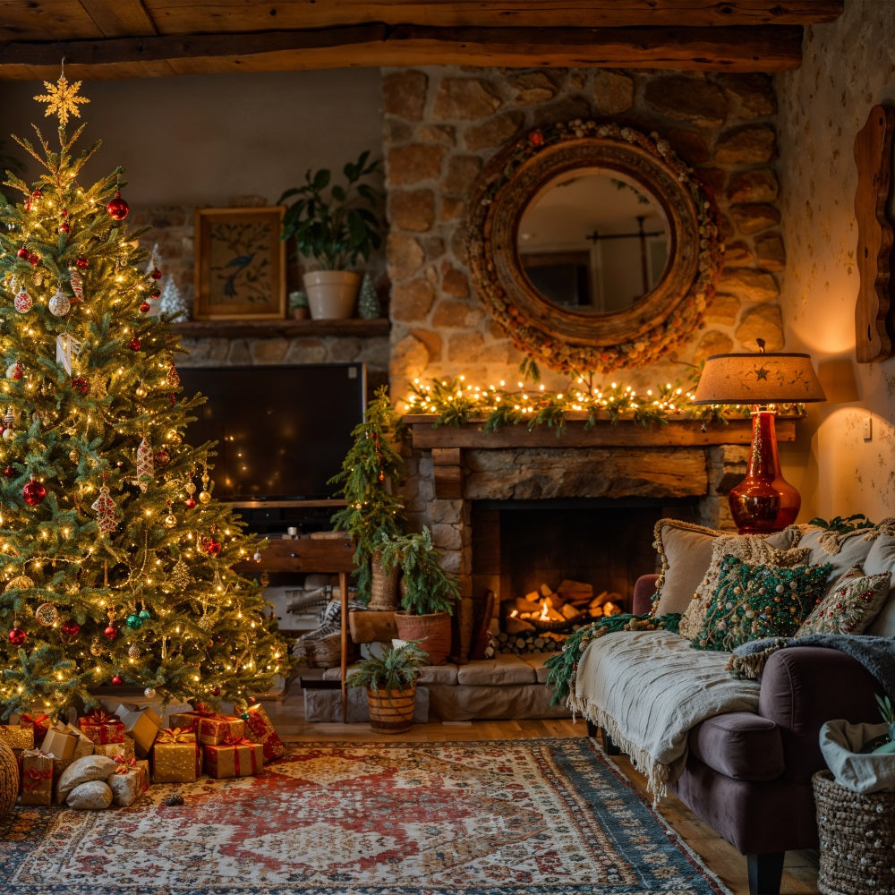 Noël Toile de fond Ambiance arbre de cheminée BRP10-132