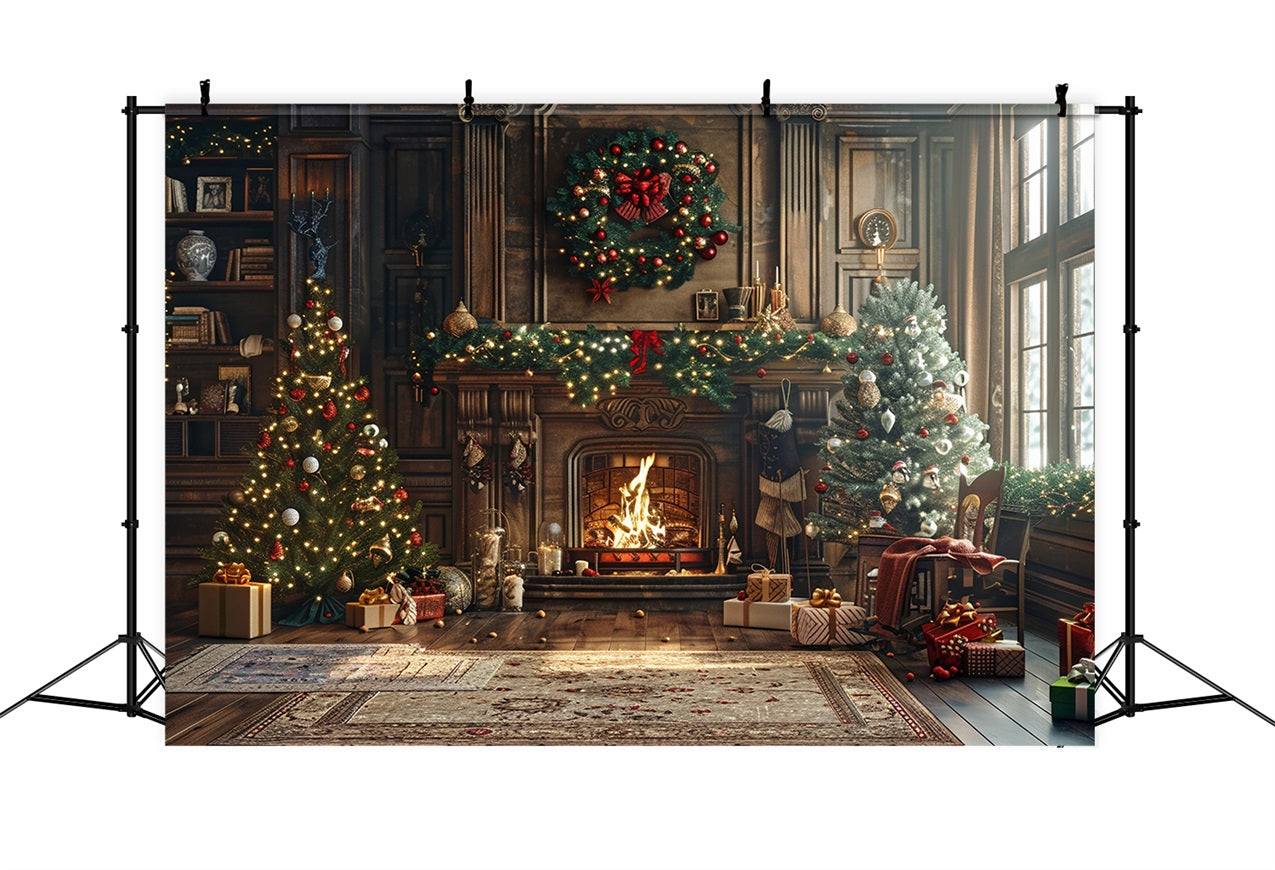 Noël Toile de fond Scène de cheminée Lumières scintillantes BRP10-134