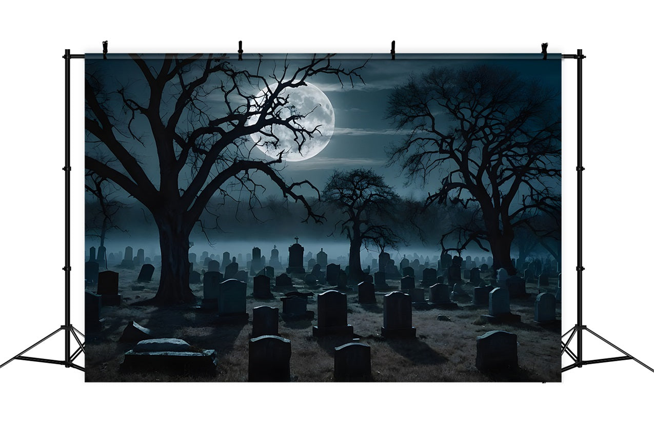 Halloween Toile de fond sinistre cimetière avec arbres tordus BRP10-186