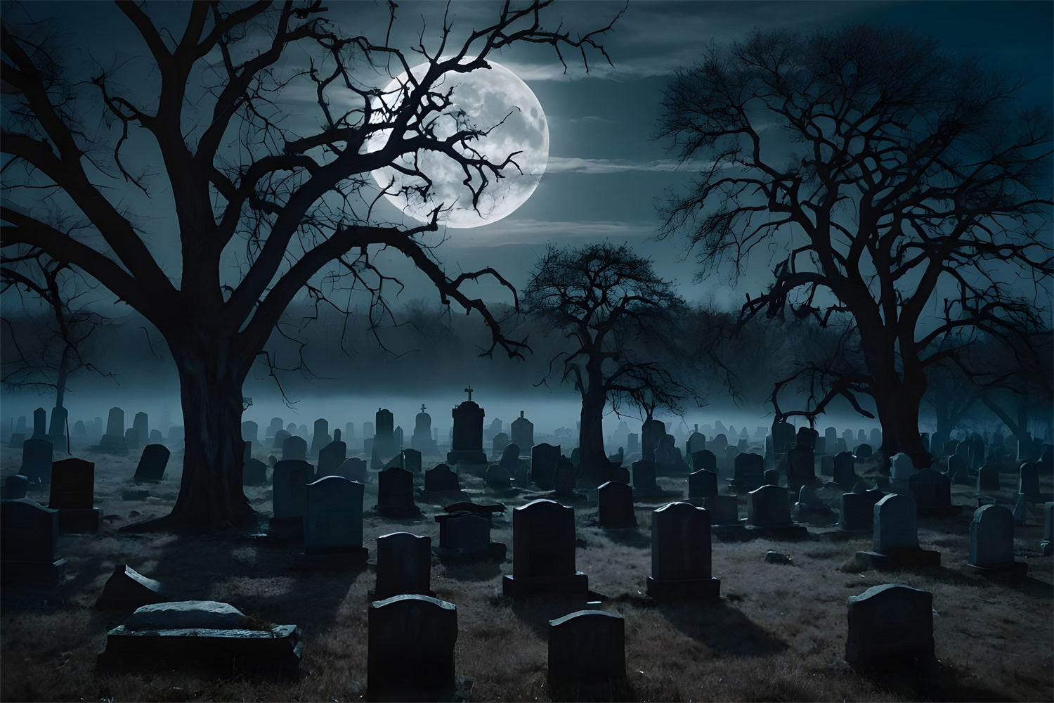Halloween Toile de fond sinistre cimetière avec arbres tordus BRP10-186