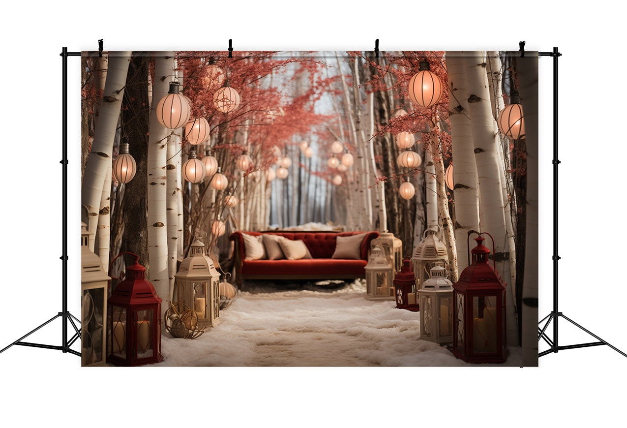 Toile de fond Canapé douillet au milieu des bouleaux illuminés BRP10-2