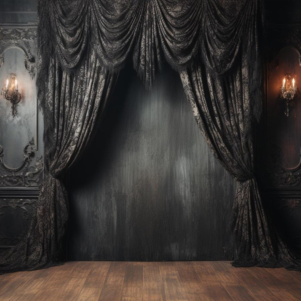 Toile de Fond Photographie Mur Vintage Dentelle Noire Ornée BRP10-295