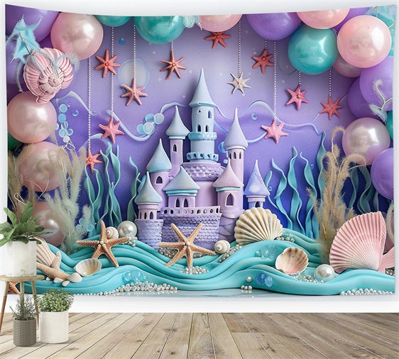 Toile de Fond Anniversaire Château Océan Étoile de Mer BRP10-300