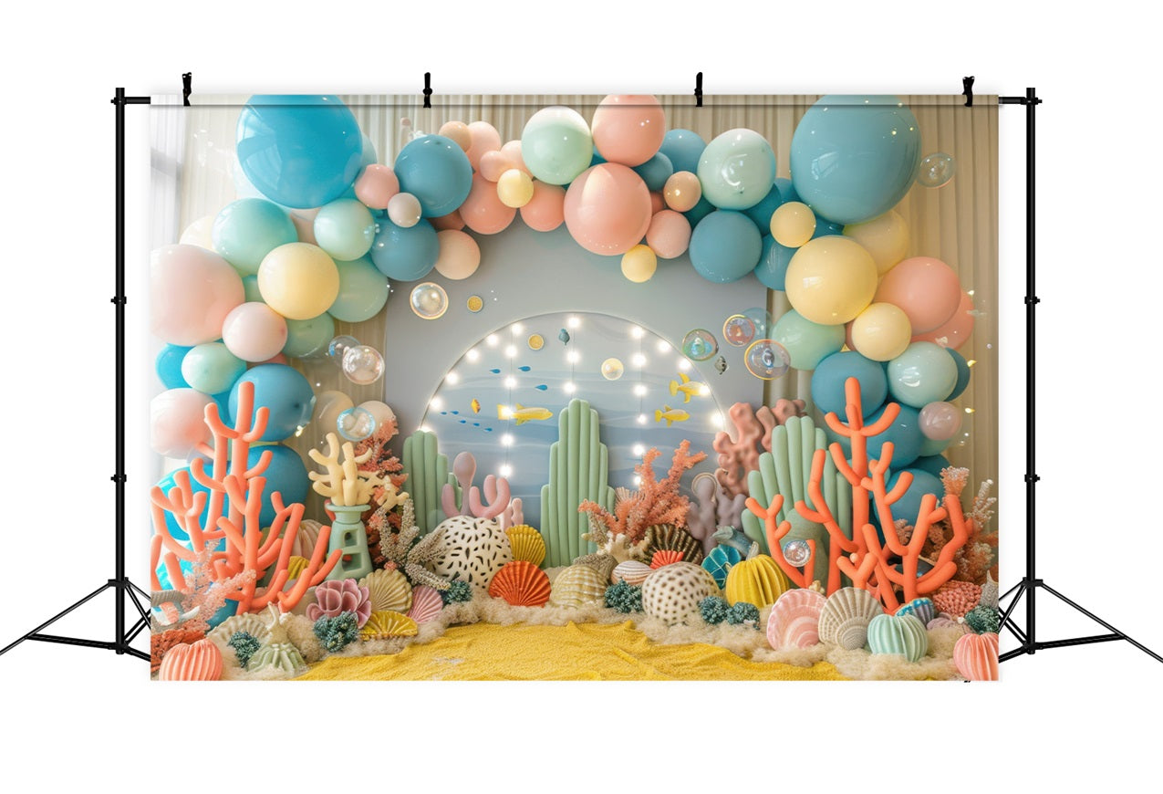 Toile de Fond Anniversaire Récif de Corail Fête Sous-Marine BRP10-308