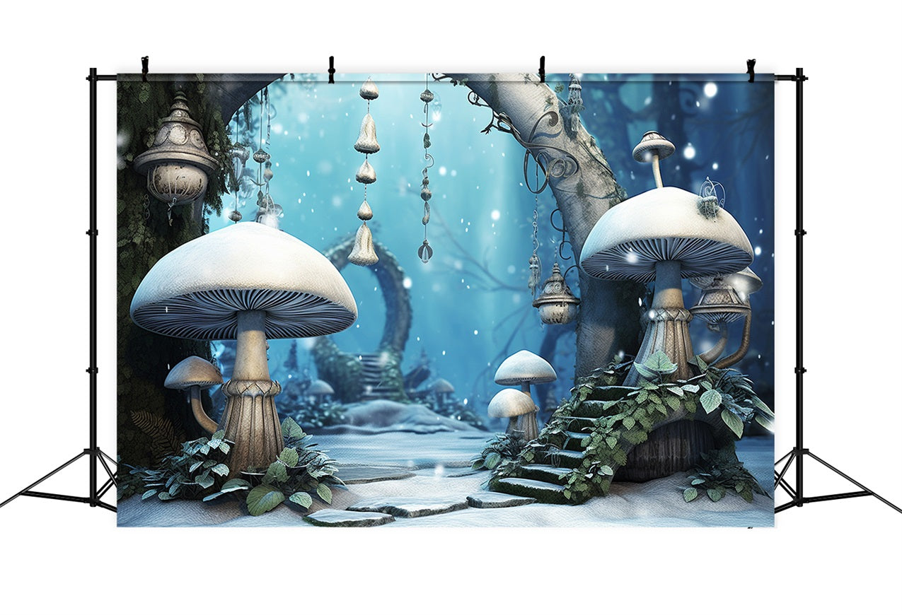 Toile de fond Forêt magique champignons lanternes BRP10-33