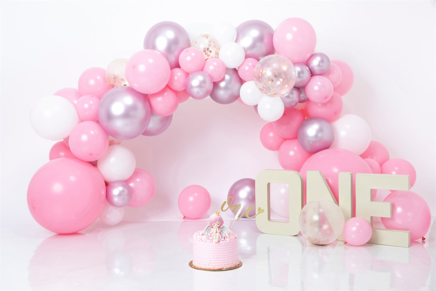 Toile de Fond Anniversaire 1er Anniversaire Ballon Rose Violet BRP10-337