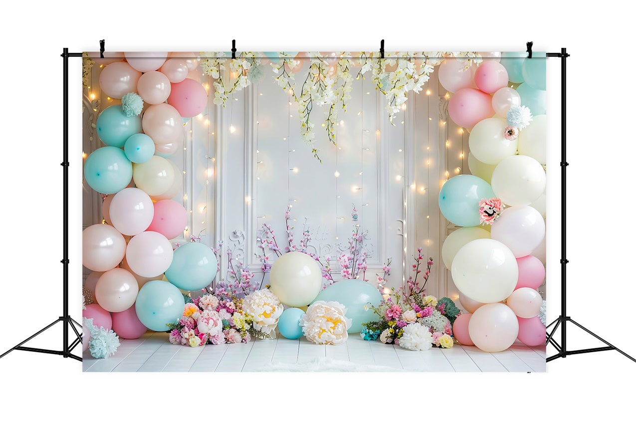 Toile de Fond Anniversaire Fêtes Arc de Ballons Floral BRP10-345