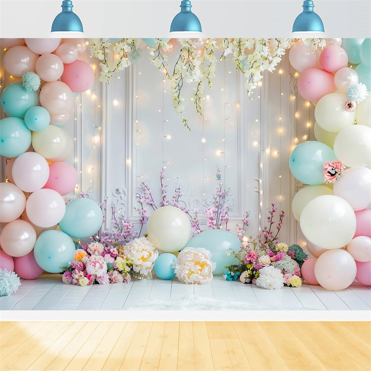 Toile de Fond Anniversaire Fêtes Arc de Ballons Floral BRP10-345