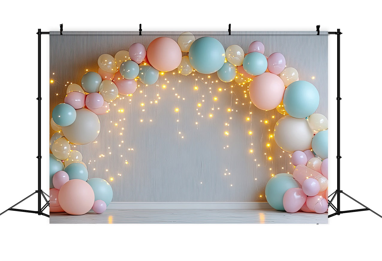 Toile de Fond Joyeux Anniversaire Arc de Ballons Lumières BRP10-349