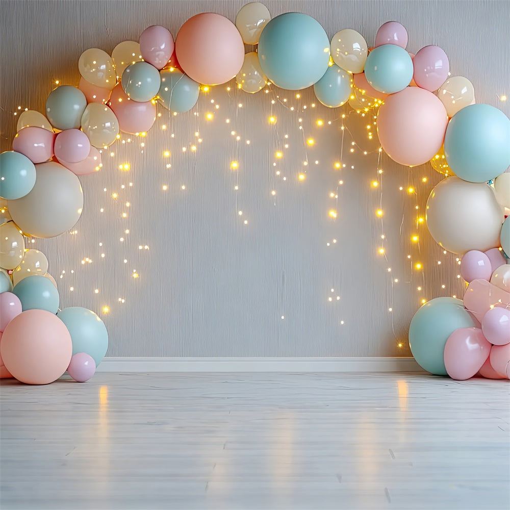 Toile de Fond Joyeux Anniversaire Arc de Ballons Lumières BRP10-349