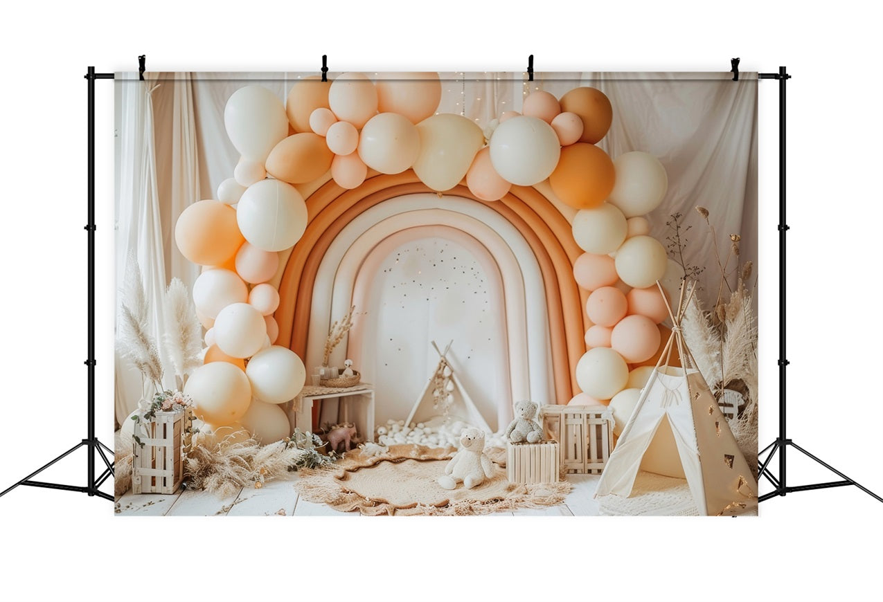 Toile de Fond Anniversaire Ballon Arc-en-Ciel BRP10-352