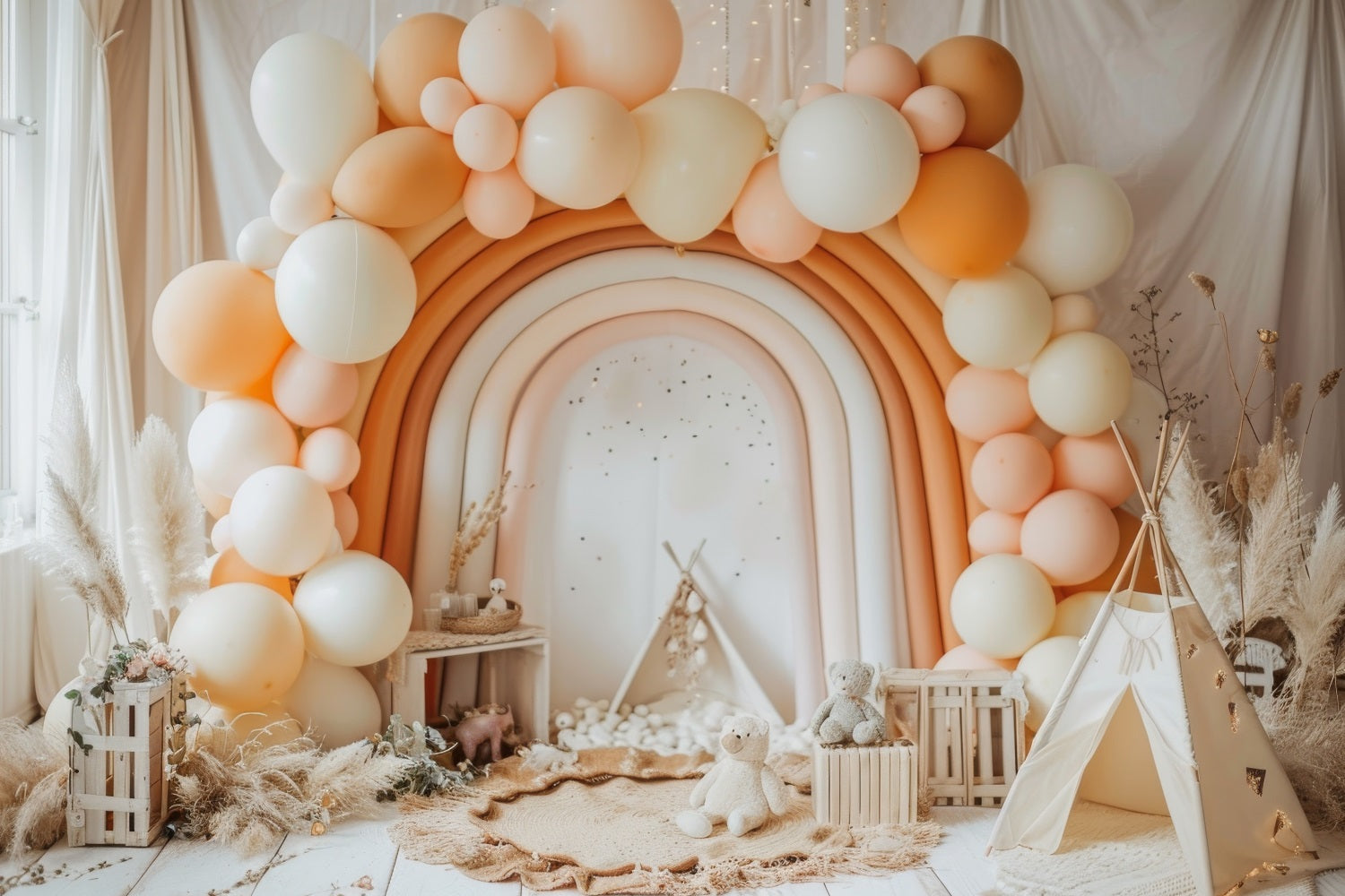 Toile de Fond Anniversaire Ballon Arc-en-Ciel BRP10-352