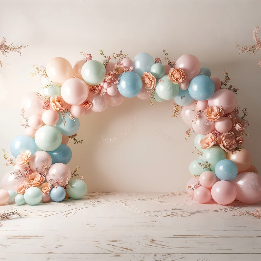 Toile de Fond Anniversaire Ballons Fleurs BRP10-367